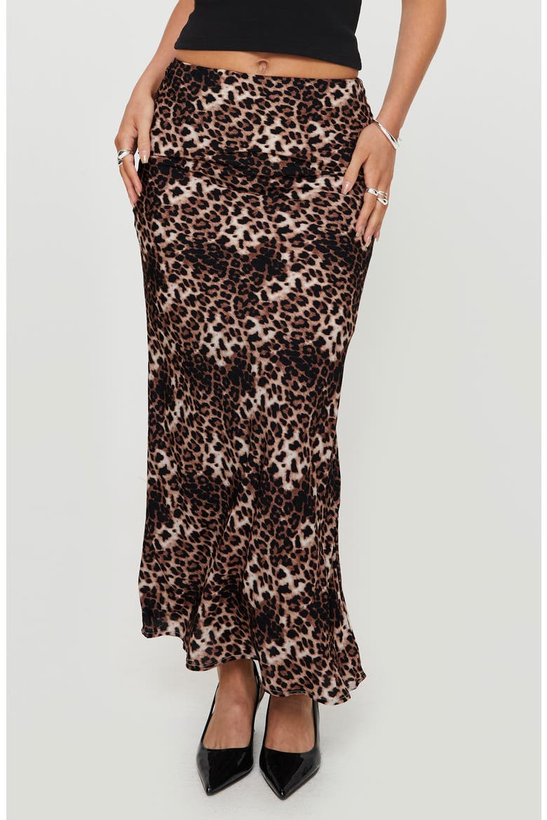 Emily Leopard Print Maxi Skirt, Main, color, BROWN