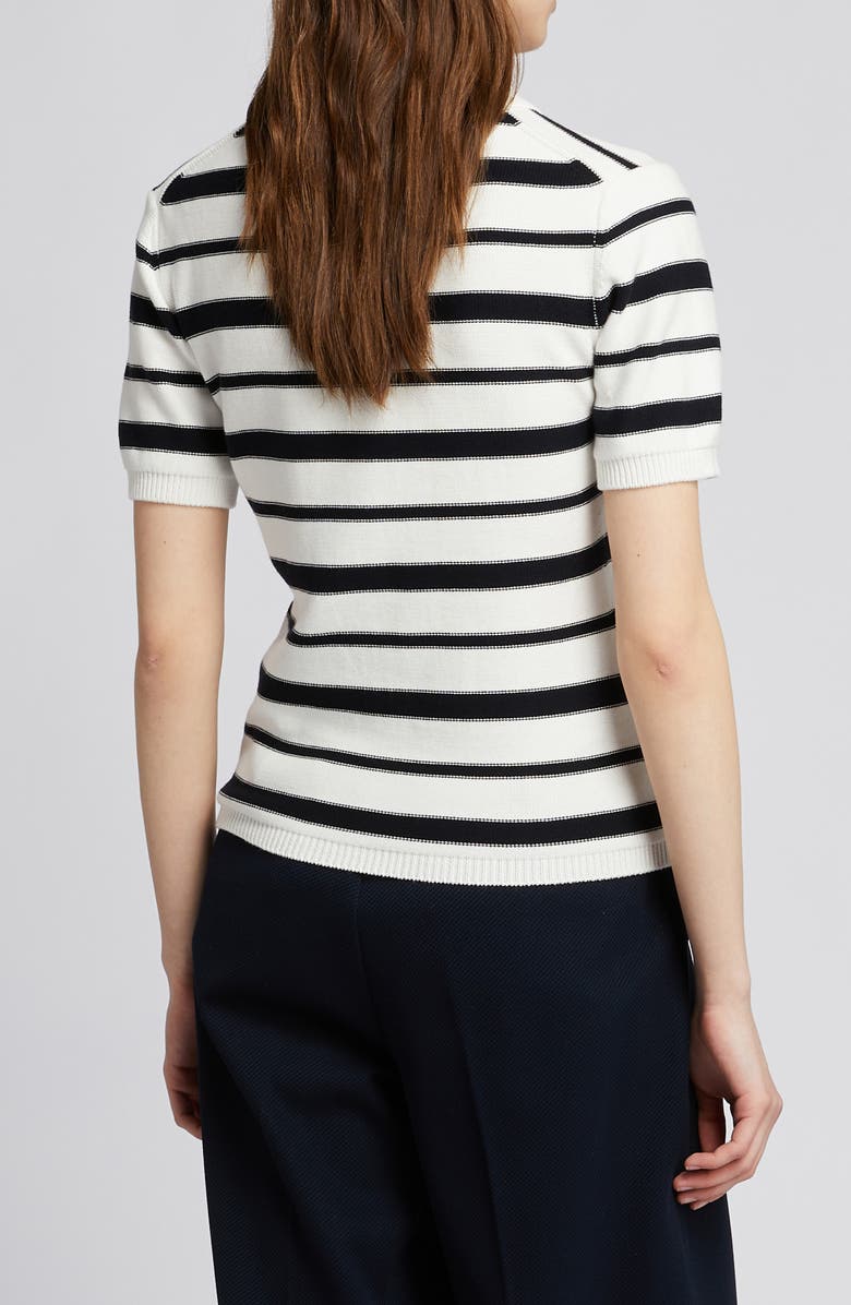 MM by Max Mara Carioca Stripe Polo Top, Alternate, color, Optical White