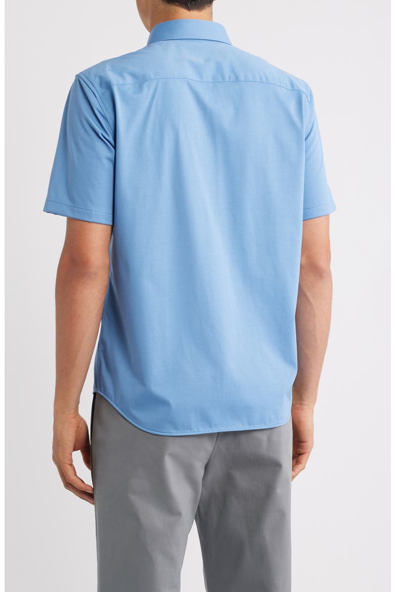 Irving Structure Knit Short Sleeve Button-Up Shirt, Alternate, color, BLUE LAKE
