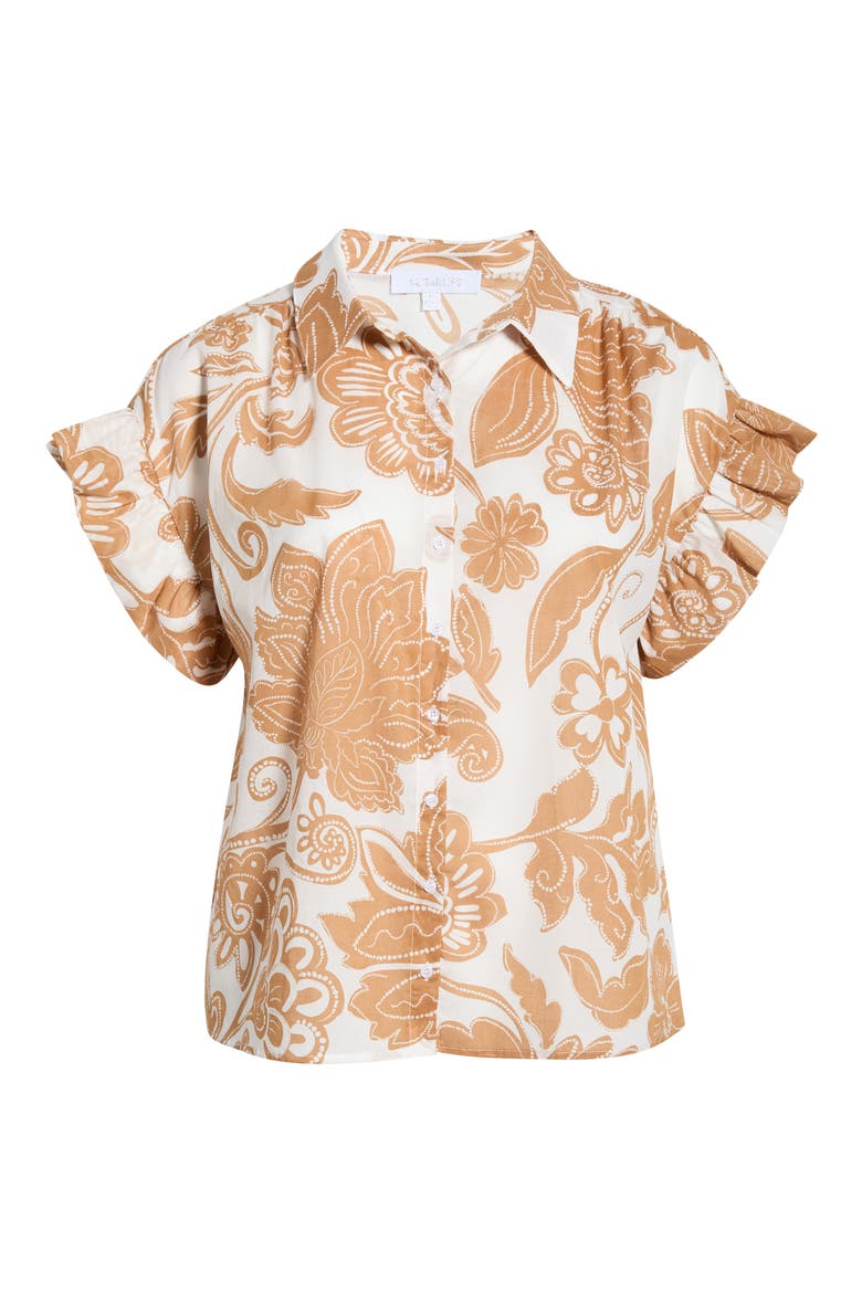 Nadya Floral Ina Short Sleeve Button-Up Shirt, Alternate, color, WHITE-BISCUIT