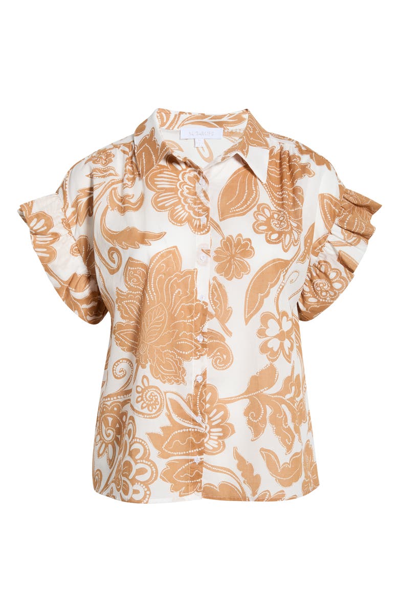 SUGARLIPS Nadya Floral Ina Short Sleeve Button-Up Shirt, Alternate, color, White-Biscuit