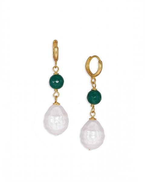 Dawn Pearl Huggie Earrings