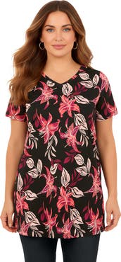 Roaman's Plus Size Ultimate Cotton V Neck Short Sleeve Tunic