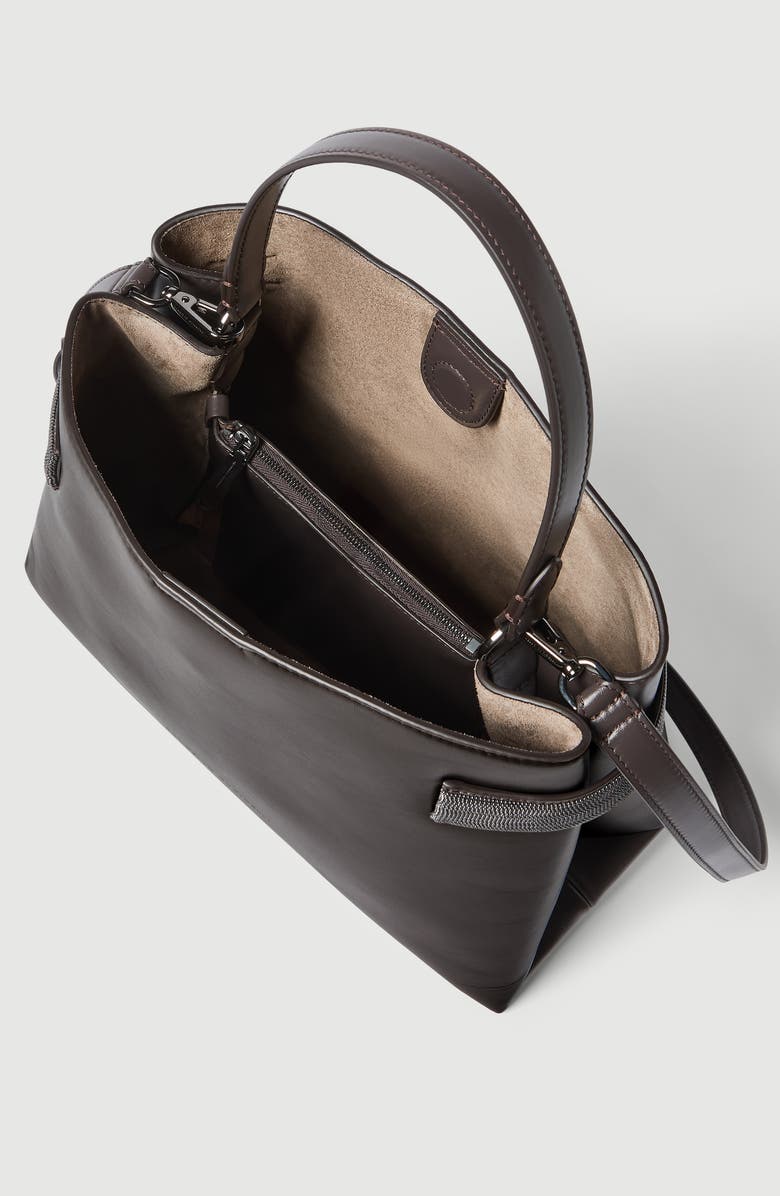 Brunello Cucinelli Top-Handle Essence bag, Alternate, color, Rust Brown