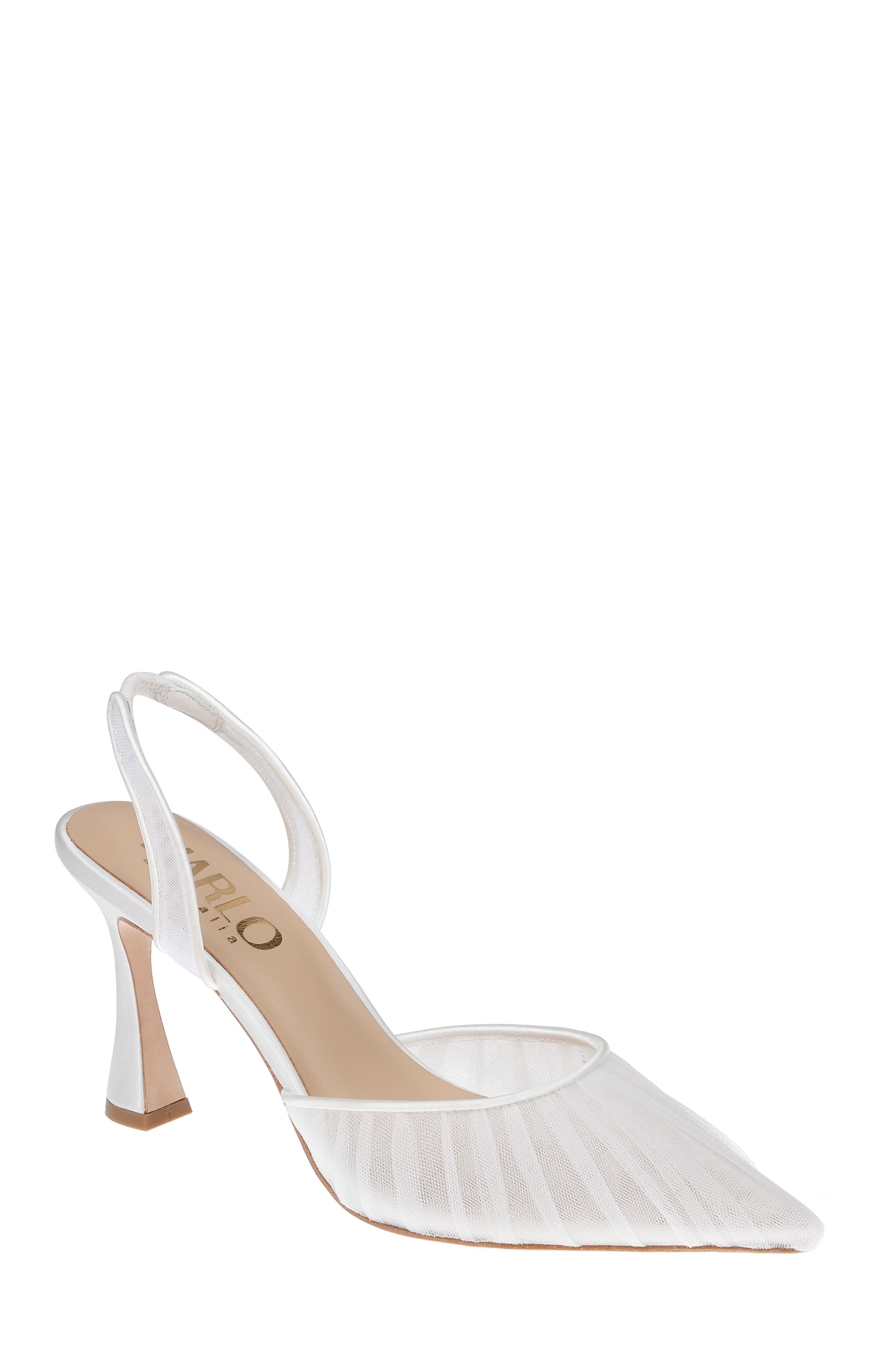 HARLO Australia Gigi Tulle - Pleated Tulle Bridal Slingback, Alternate, color, Soft White Satin