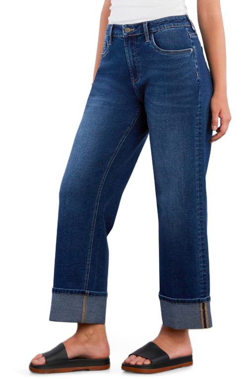 Hint Of Blu High Waist Cuff Wide Leg Jeans In Black