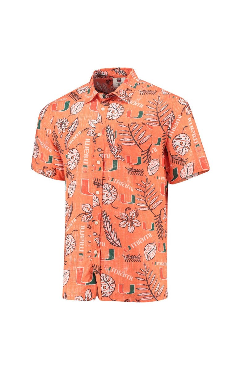Wes & Willy Men's Wes & Willy Orange Miami Hurricanes Vintage Floral Button-Up Shirt, Alternate, color, 