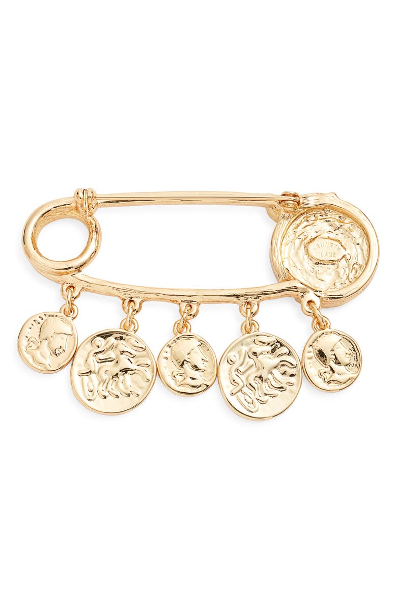 Kenneth Jay Lane Coin Charm Brooch, Alternate, color, 