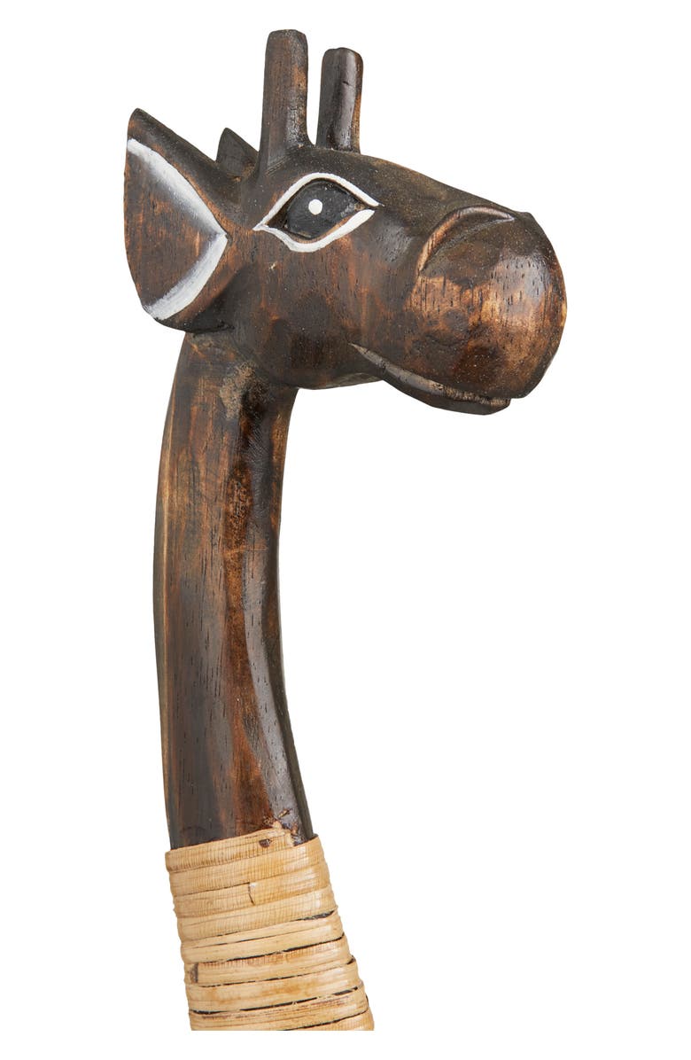GINGER BIRCH STUDIO Dark Brown Wood Bohemian Giraffe Sculpture, Alternate, color, 