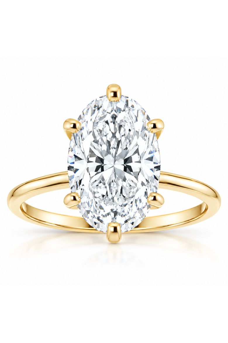 3 Ct Oval Moissanite Solitaire Engagement Ring 14k Gold, Main, color, 14k Yellow Gold