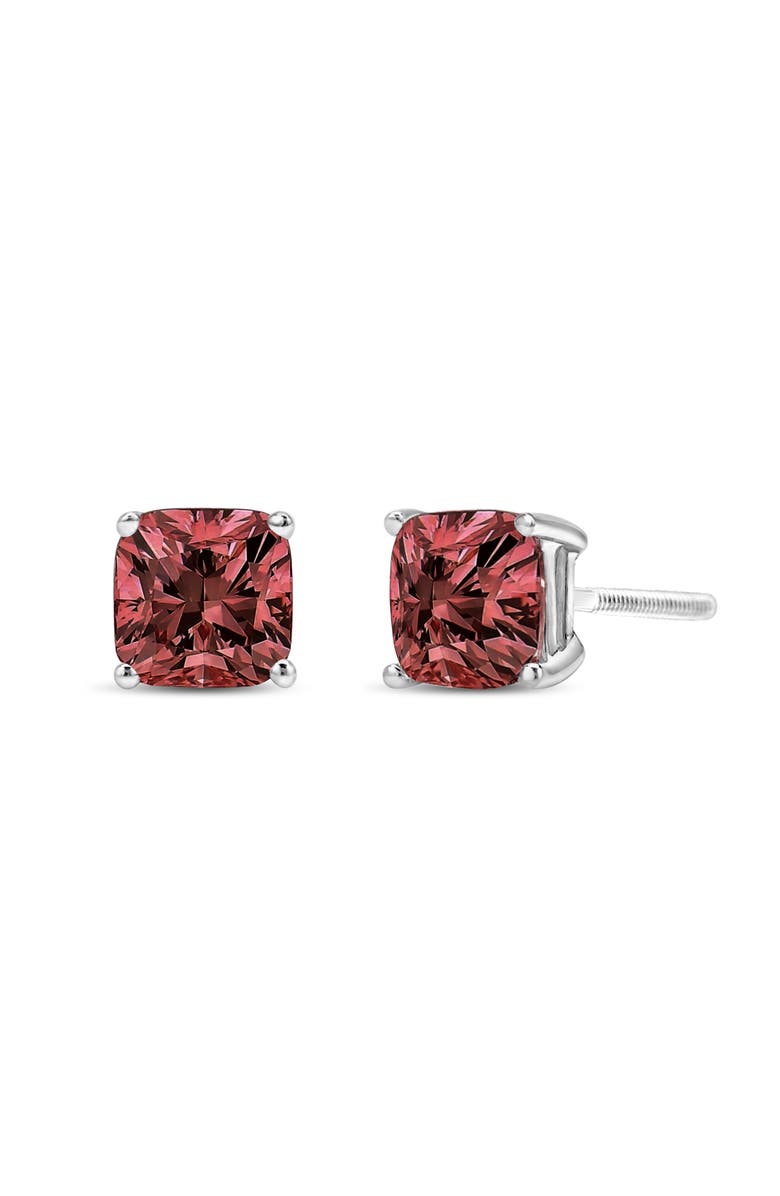 Haus of Brilliance 14K White Gold 1 1/2 Cttw Lab Grown Pink Cushion 4-Prong Set Classic Diamond Solitaire Stud Earrings, Main, color, White