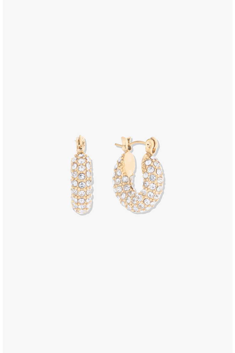 Noel Pavé Mini Hoops, Main, color, Gold