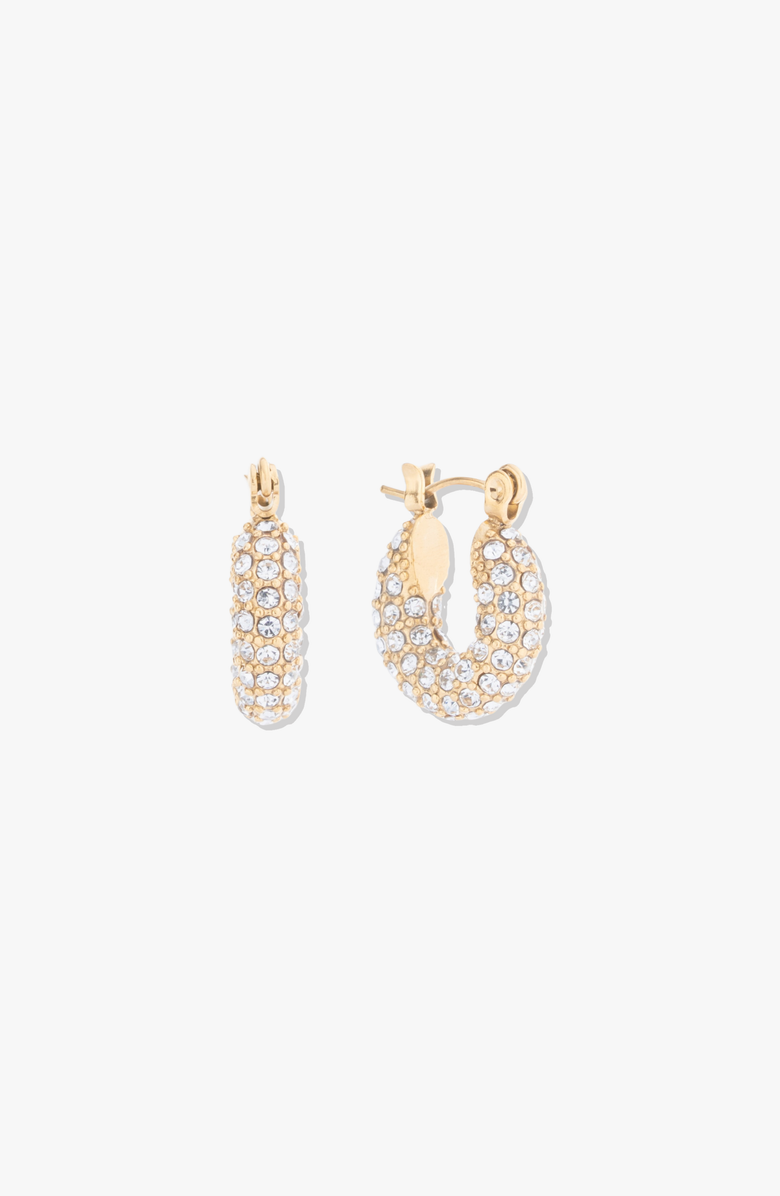 CUFFED Noel Pavé Mini Hoops, Main, color, Gold