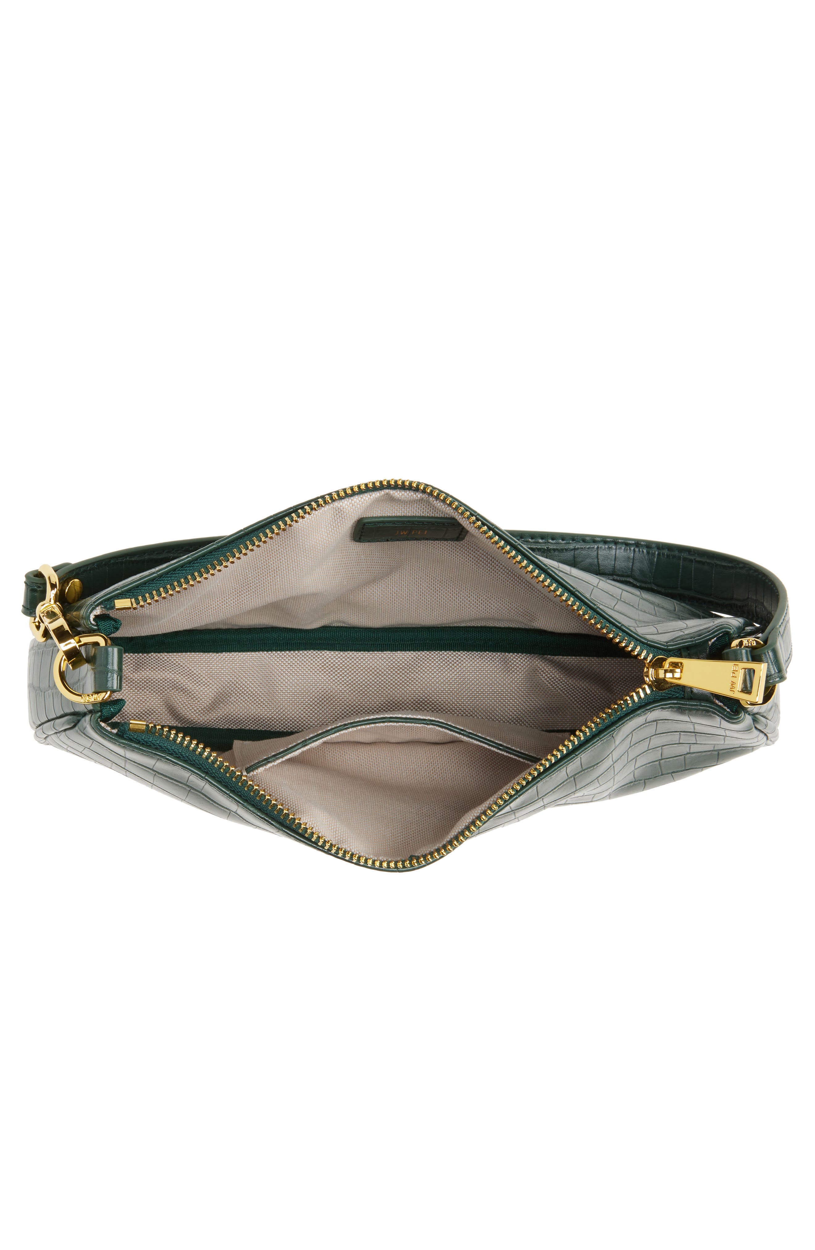 JW PEI Eva Croc Embossed Faux Leather Convertible Shoulder Bag, Alternate, color, Dark Green Croc