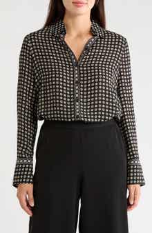 Printed Long Sleeve Button-Up Shirt