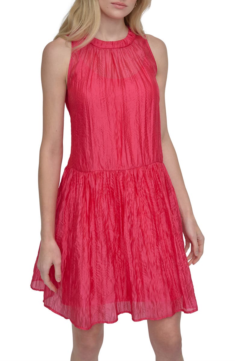 DKNY Organza Trapeze Dress, Alternate, color, Azalea