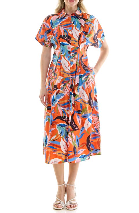 Pintuck Waist Midi Shirtdress
