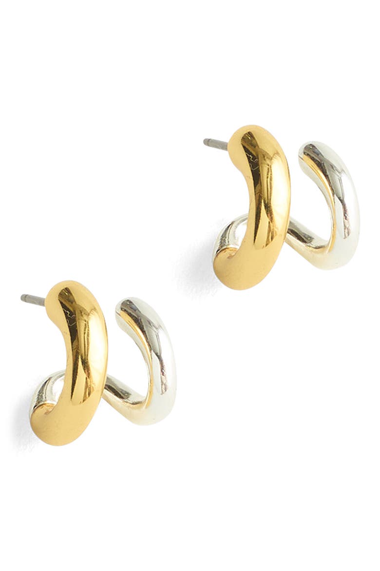 Sculpted Illusion Mixed Metal Hoop Earrings, Main, color, MIXED METAL