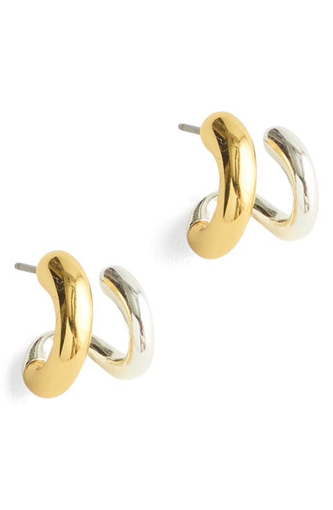 Sculpted Illusion Mixed Metal Hoop Earrings
