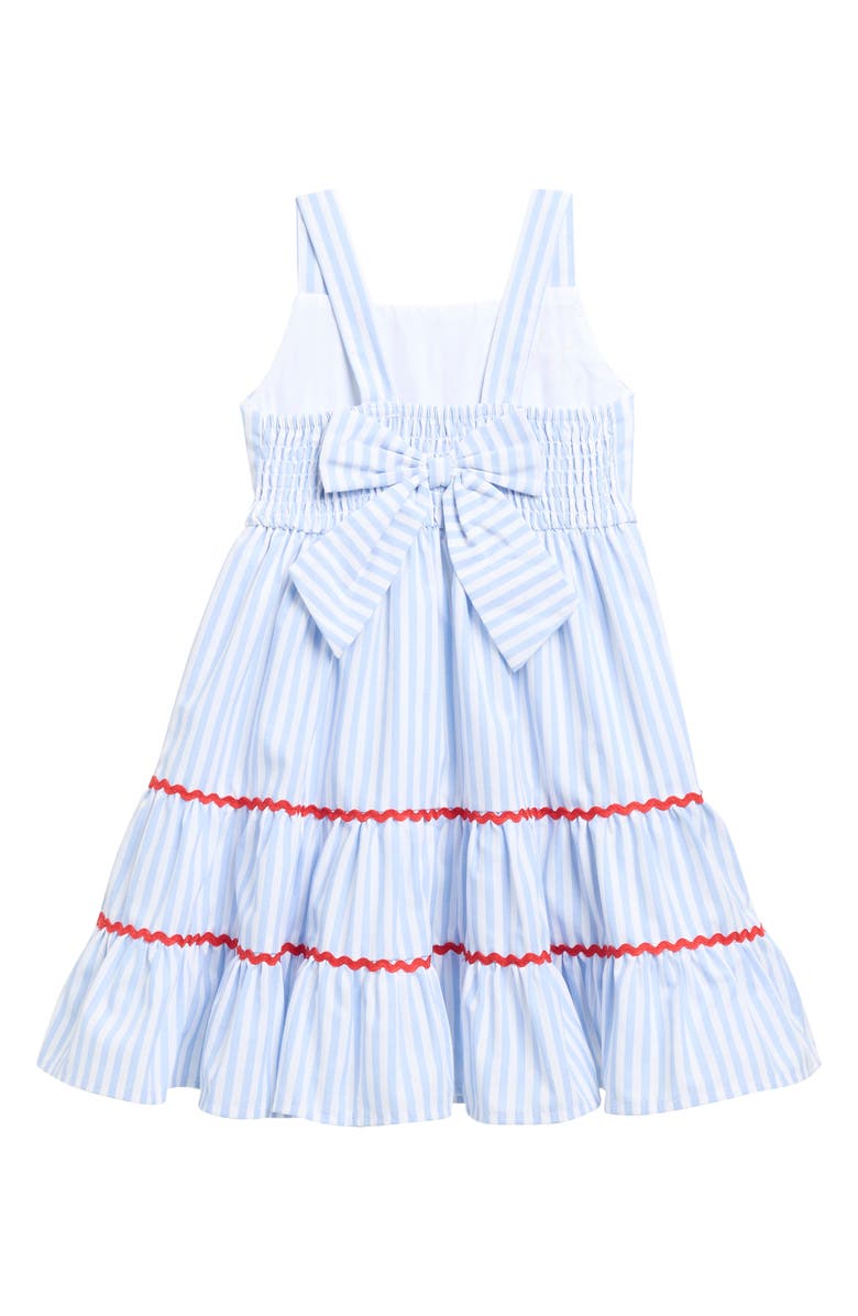 BLUEBERRY Kids' Cherry Stripe Sundress & Bow Set, Alternate, color, Periwinkle Blue