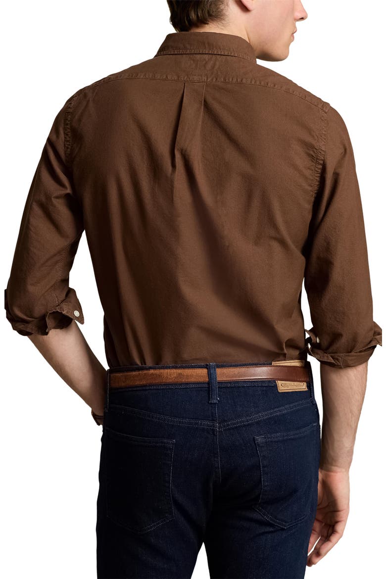 Solid Cotton Oxford Button-Down Shirt, Alternate, color, CHOCOLATE MOUSSE