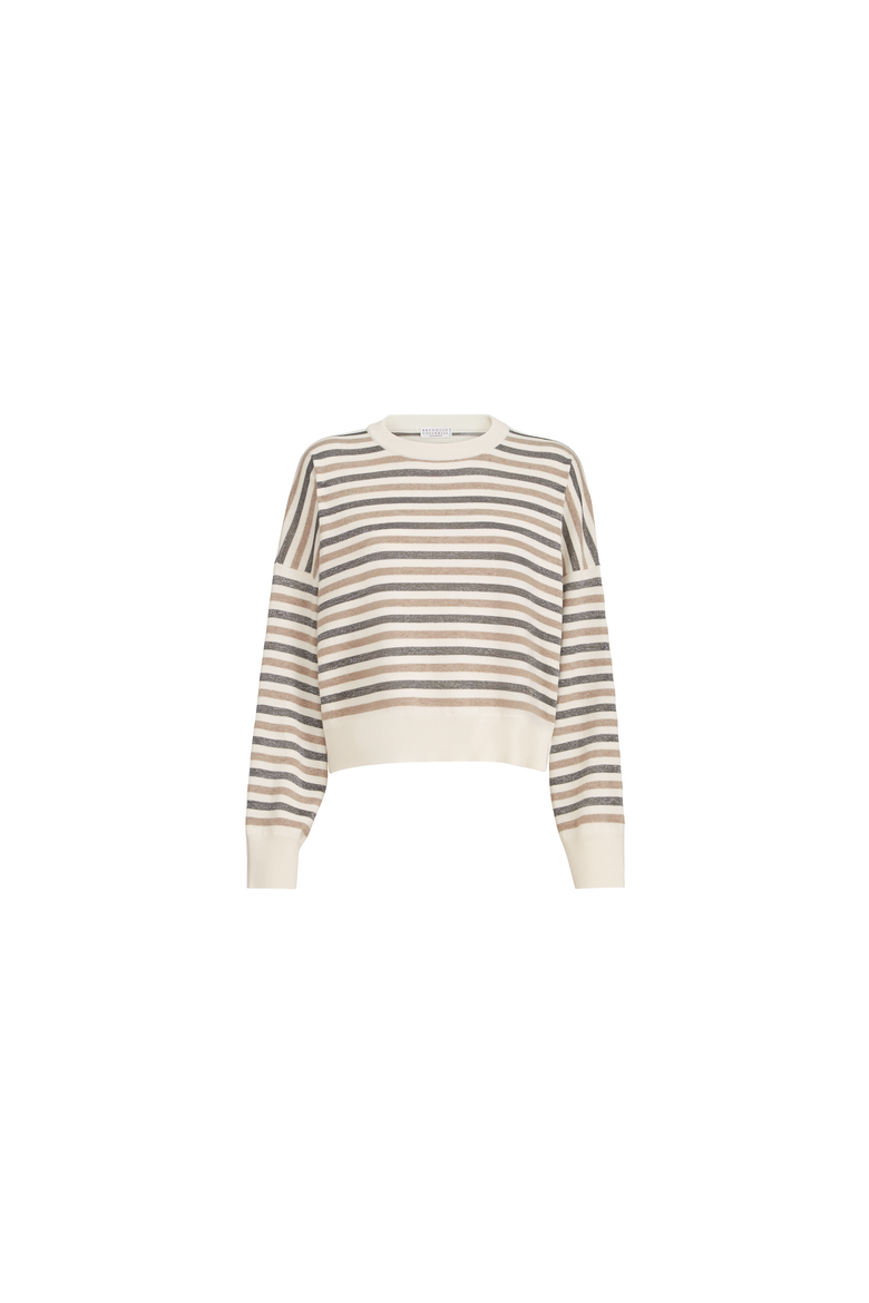 Sparkling stripes sweater, Alternate, color, White