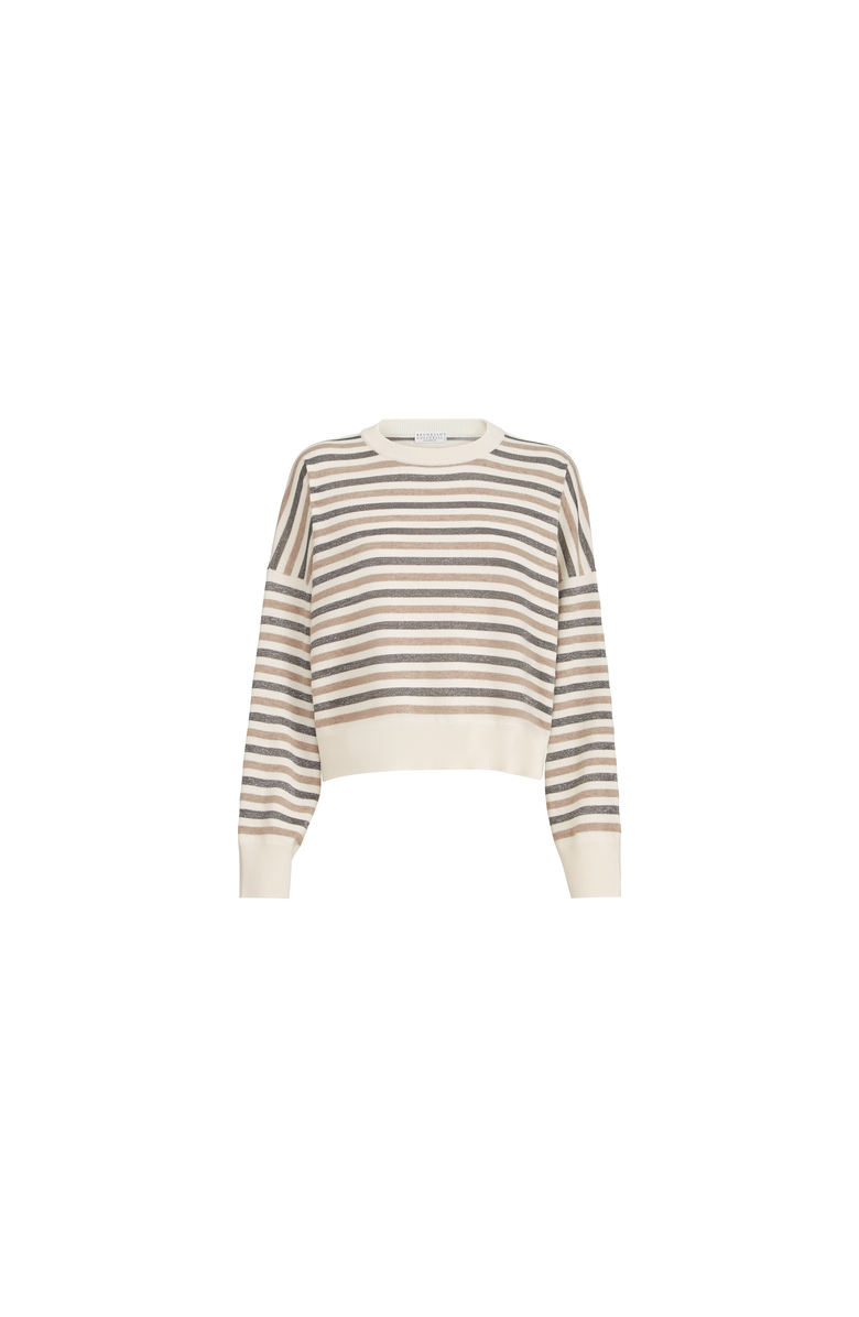 Brunello Cucinelli Sparkling stripes sweater, Alternate, color, White
