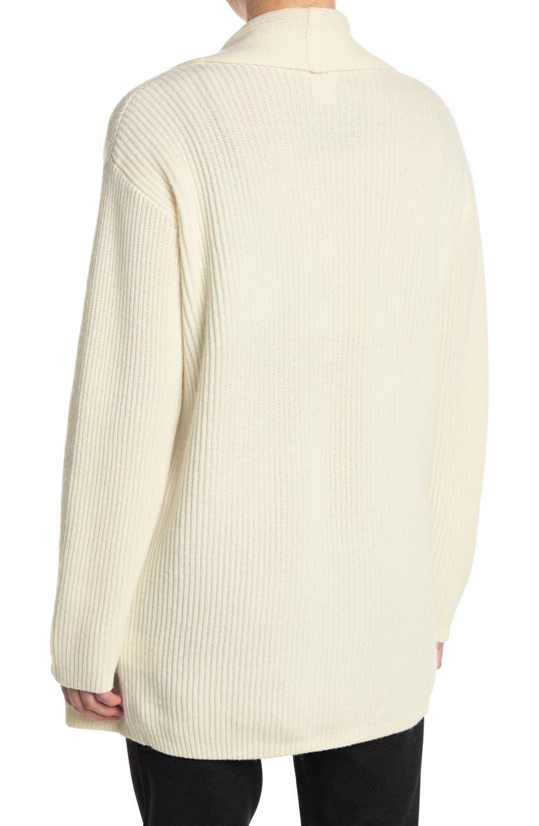 Club Monaco Shawl Collar Open Front Ribbed Midi Cardigan, Alternate, color, 