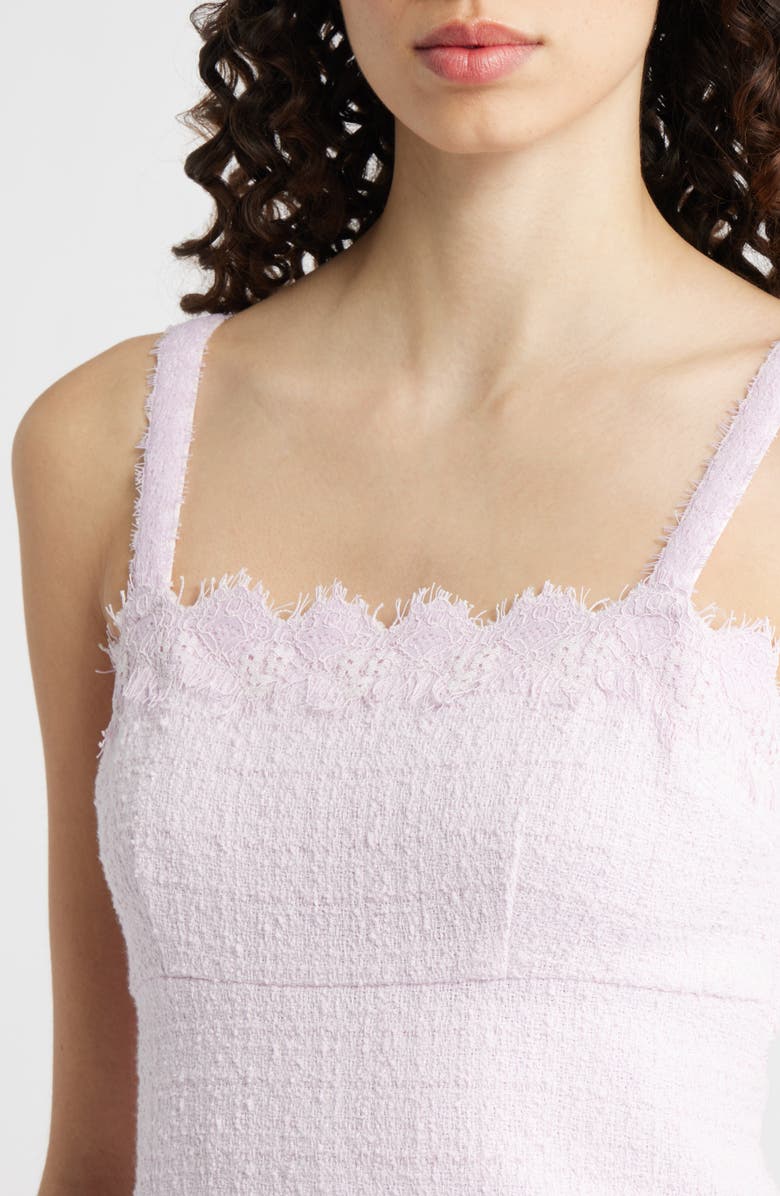 LoveShackFancy Willamina Lace Detail Cotton Blend Tweed Minidress, Alternate, color, Parasol Blush