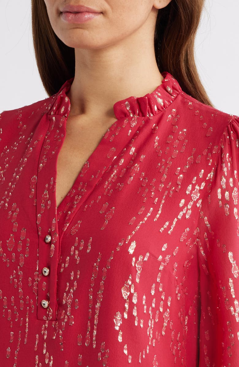 Lilly Pulitzer<sup>®</sup> Evaline Long Sleeve Silk Fil Coupé Drop Waist Dress, Alternate, color, 