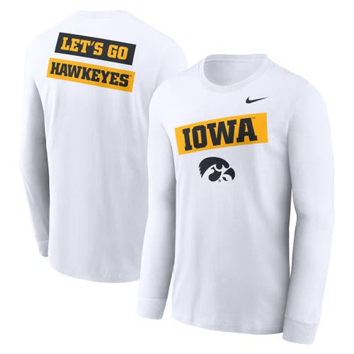 Nike White Iowa Hawkeyes Two-hit Classic Location Long Sleeve T-shirt