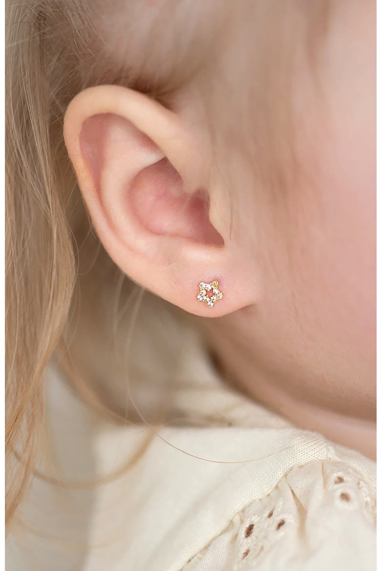 14k Cubic Zirconia Encrusted Star Earrings, Alternate, color, Gold