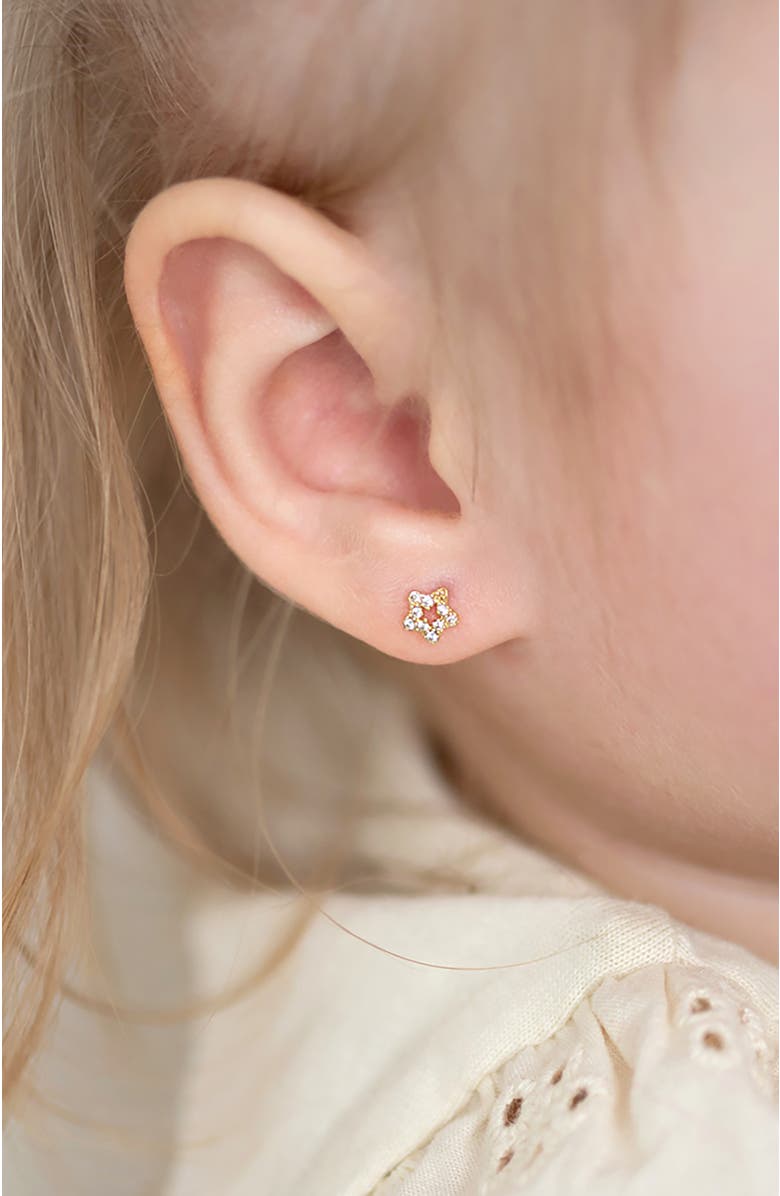 In Season Jewelry 14k Cubic Zirconia Encrusted Star Earrings, Alternate, color, Gold