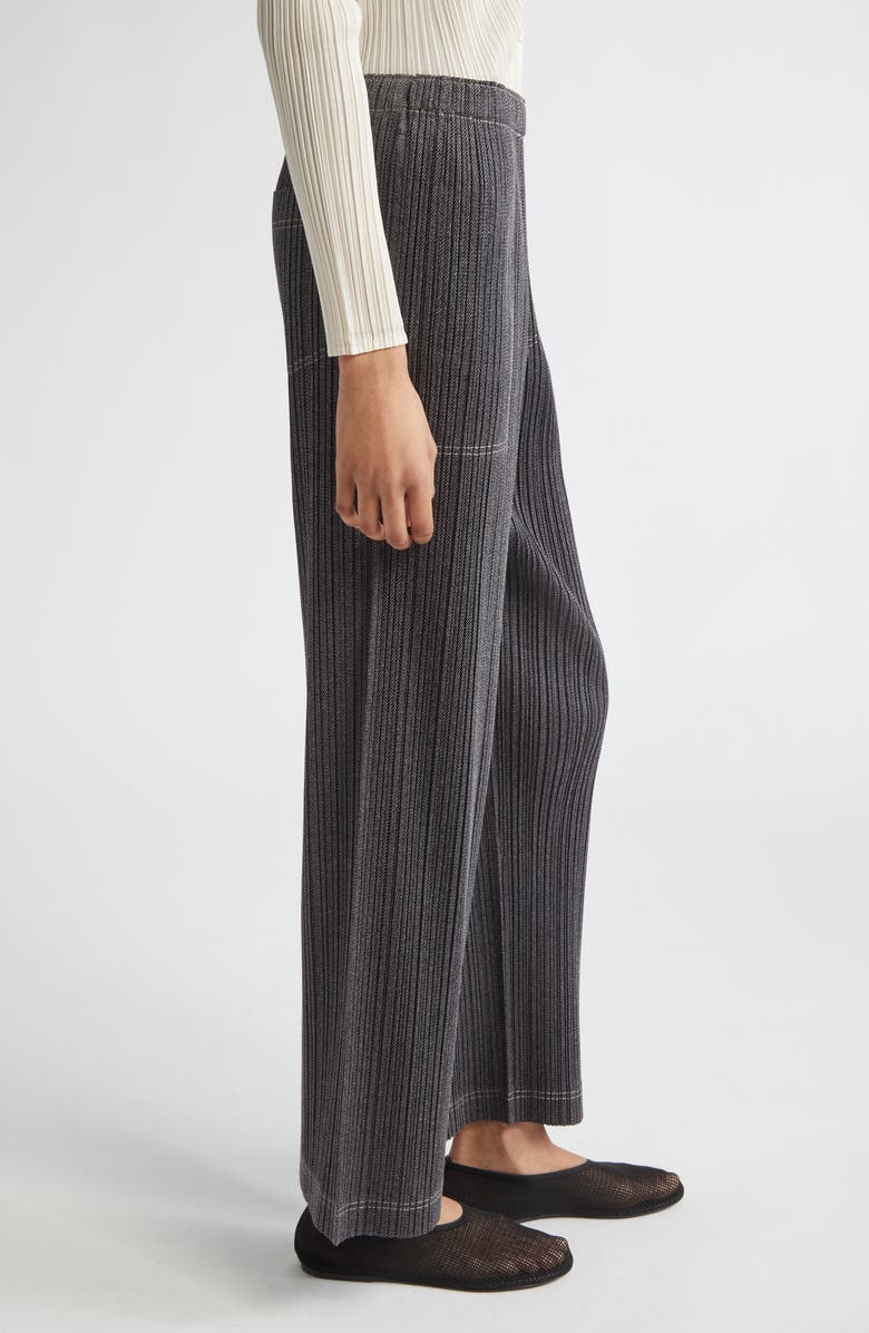 Pleats Please Issey Miyake Trompe l'Oeil Pleated Straight Leg Pants, Alternate, color, Black
