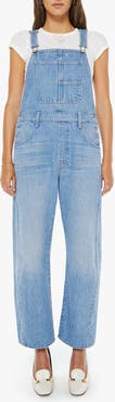 MOTHER The Half-Pipe Ankle Barrel Leg Denim Overalls