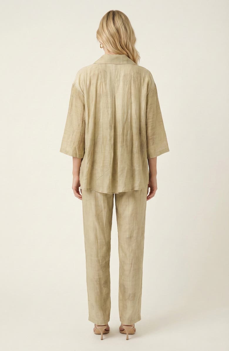 Modenaire Relaxed Button Front Shirt & Drawstring Pants Set, Alternate, color, Pale Green