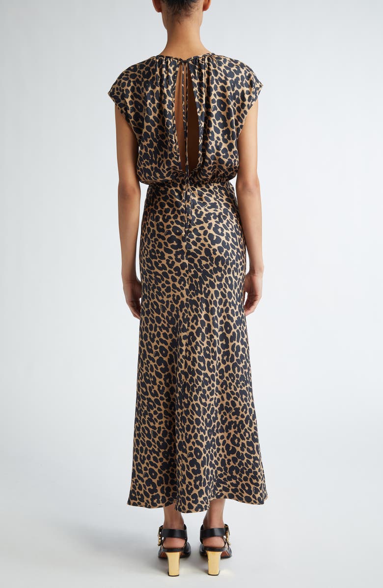 Max Mara Juglas Leopard Print Silk Dress, Alternate, color, 