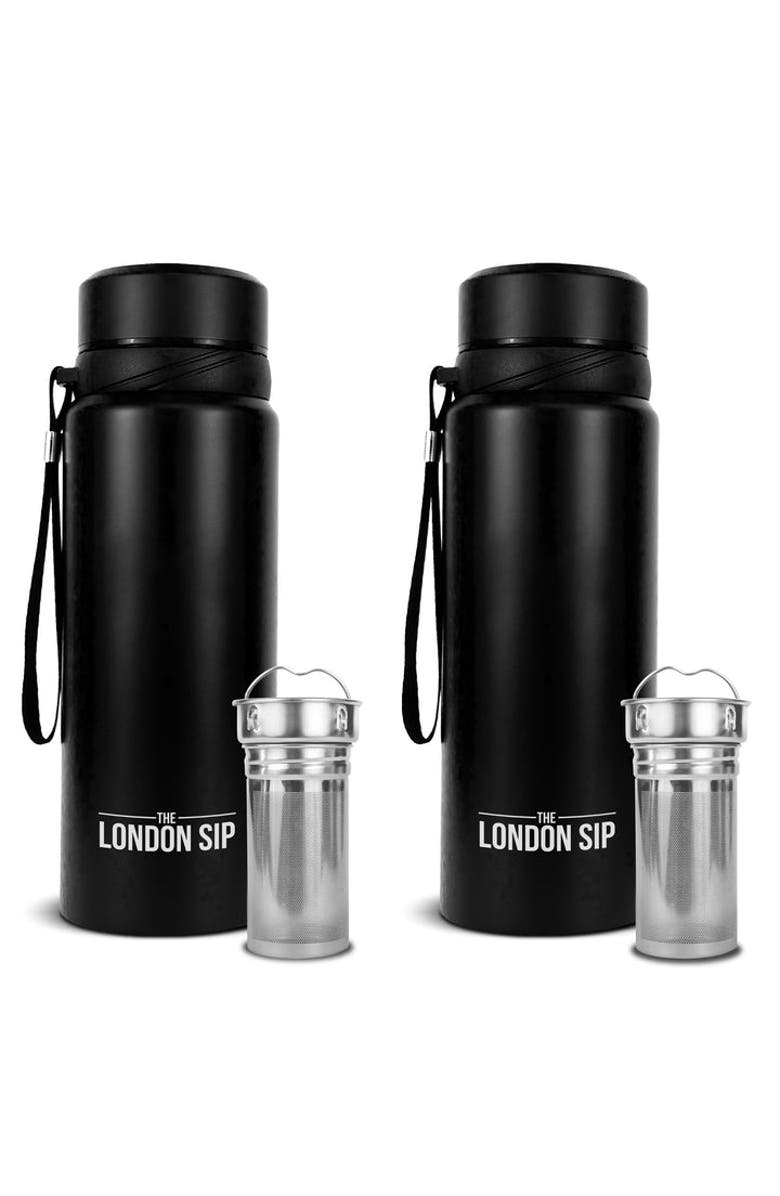 London Sip Infuser Bottle 2-Pack, 25oz, Main, color, Black