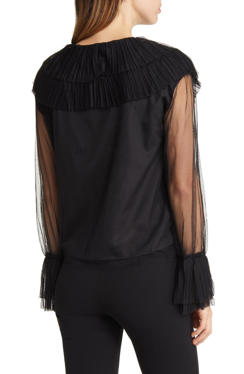 NIKKI LUND Gloria Ruffle Cardigan, Alternate, color, Black