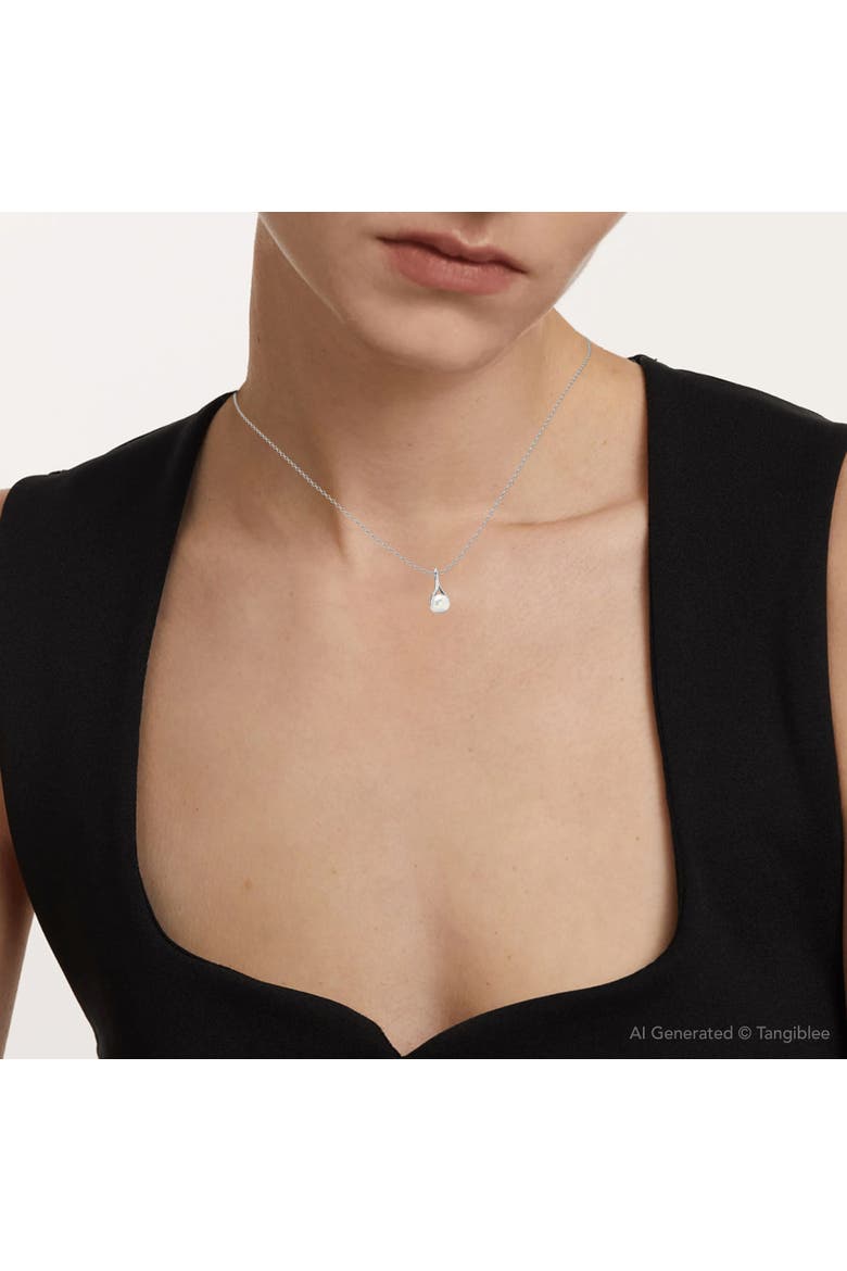 7mm Pearl Solitaire Pendant 14k Gold 18" Necklace 18mm Tall, Alternate, color, 14k White Gold