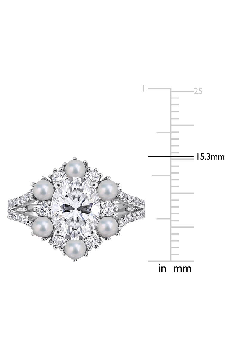 Cultured Freshwater Pearl and Cubic Zirconia Statement Ring, Alternate, color, WHITE GOLD