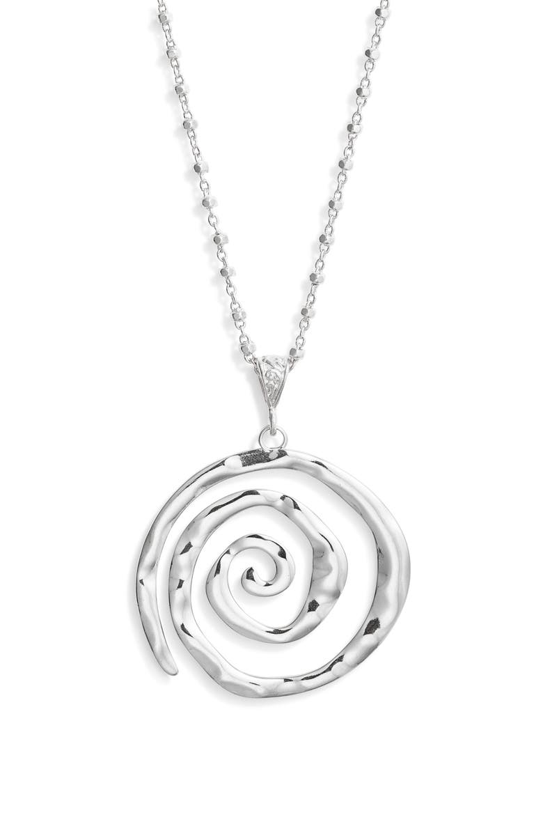 Swirl Pendant Necklace, Main, color, SILVER
