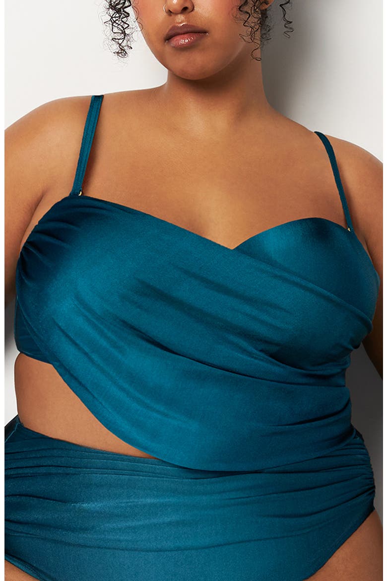 Draped Asymmetric Bikini Top, Alternate, color, SHINNY MARE