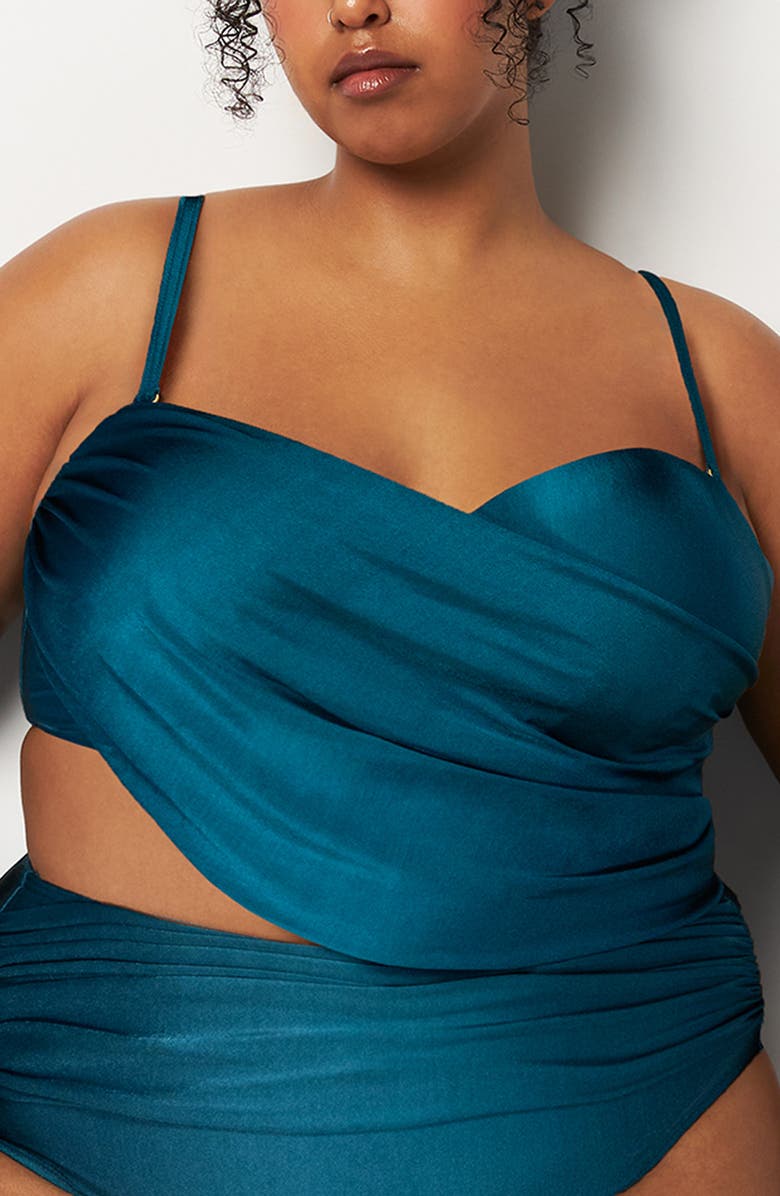 Villa Fresca Draped Asymmetric Bikini Top, Alternate, color, 