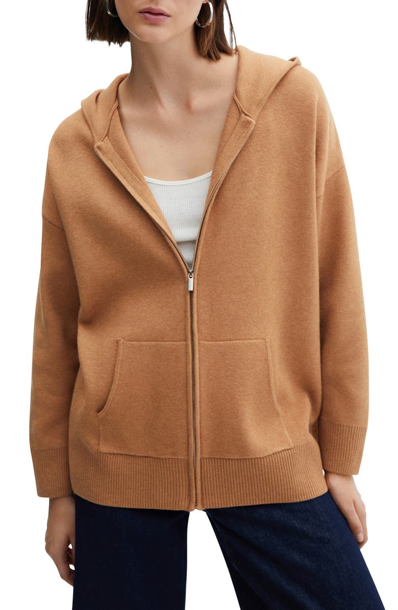 MANGO Zip Sweater Knit Hoodie, Main, color,