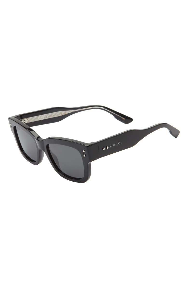 Gucci 53mm Square Sunglasses, Alternate, color, Black Black Grey