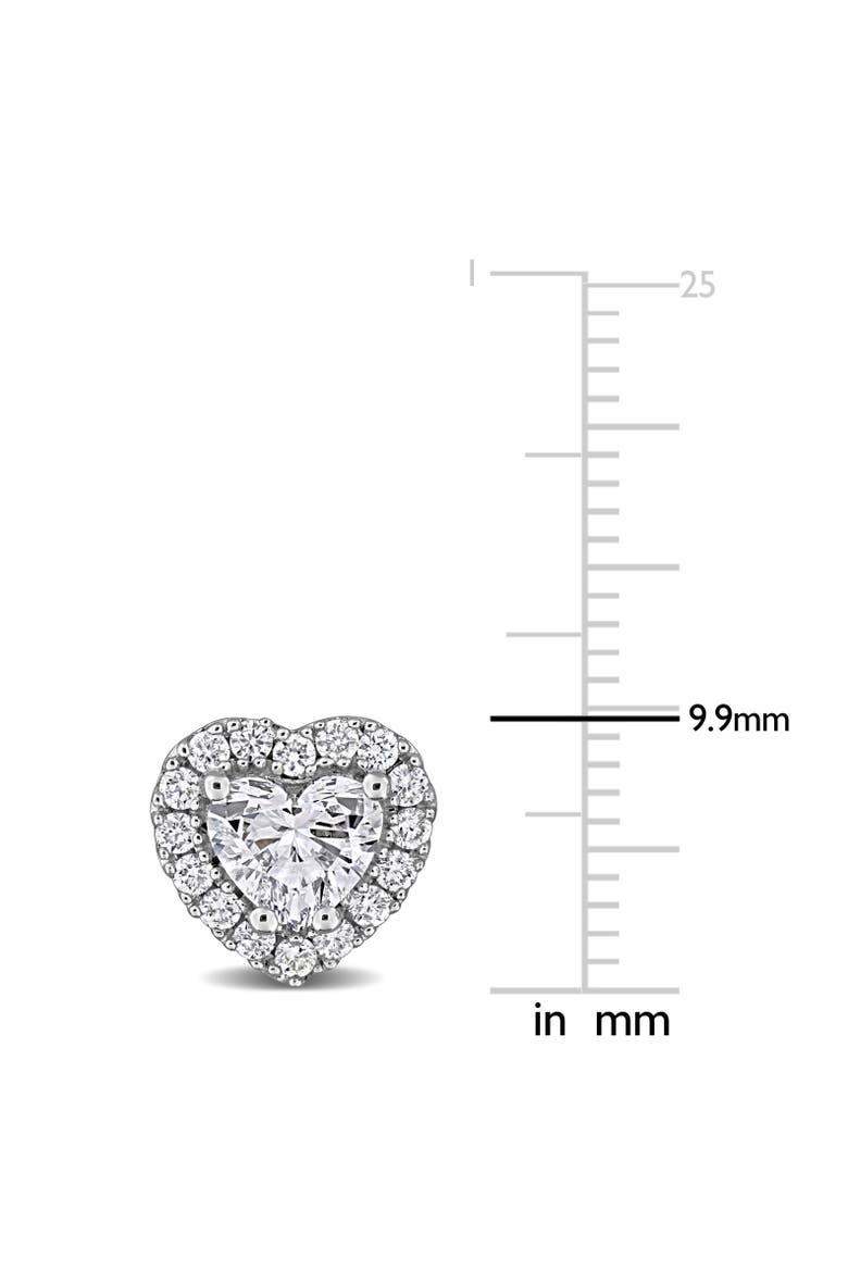 Lab-Grown Diamond Heart Halo Earrings, Alternate, color, Sterling Silver