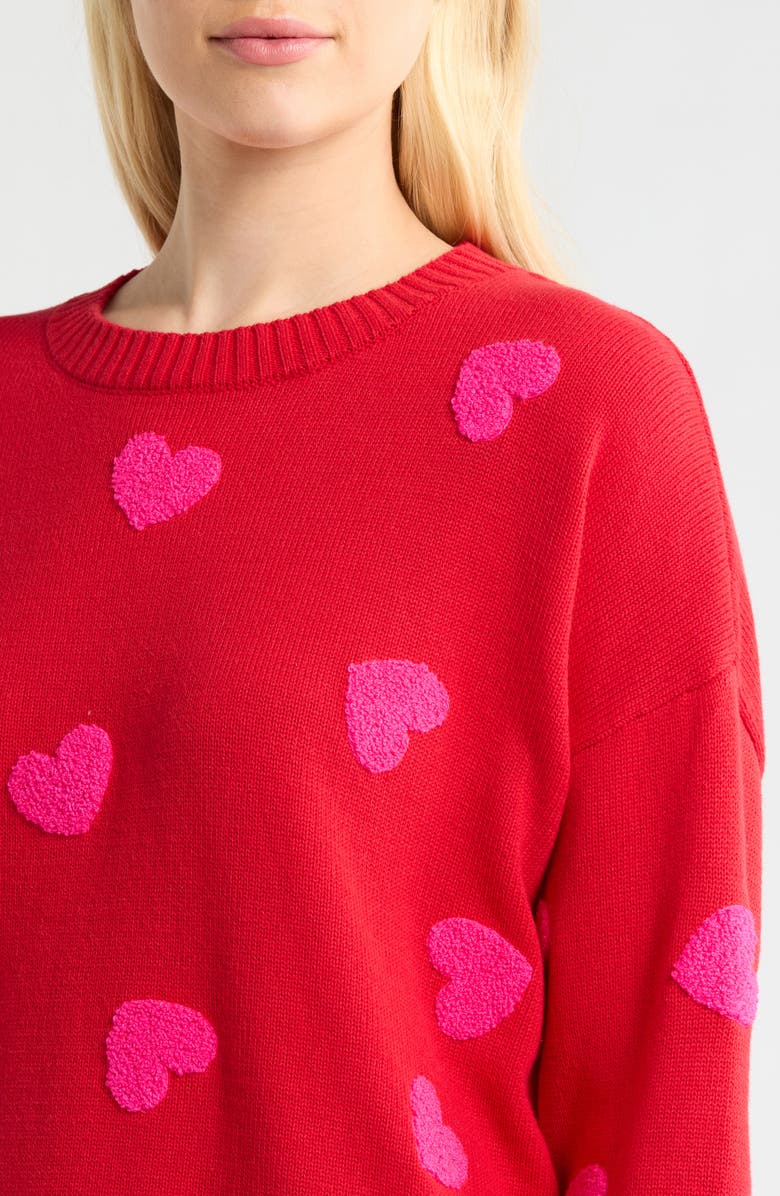 Beach Riot Callie Heart Sweater, Alternate, color, Royal Red Hearts