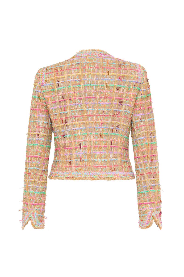 Tweed Jacket With Trim And Fringes, Alternate, color, Sand/Multicolour
