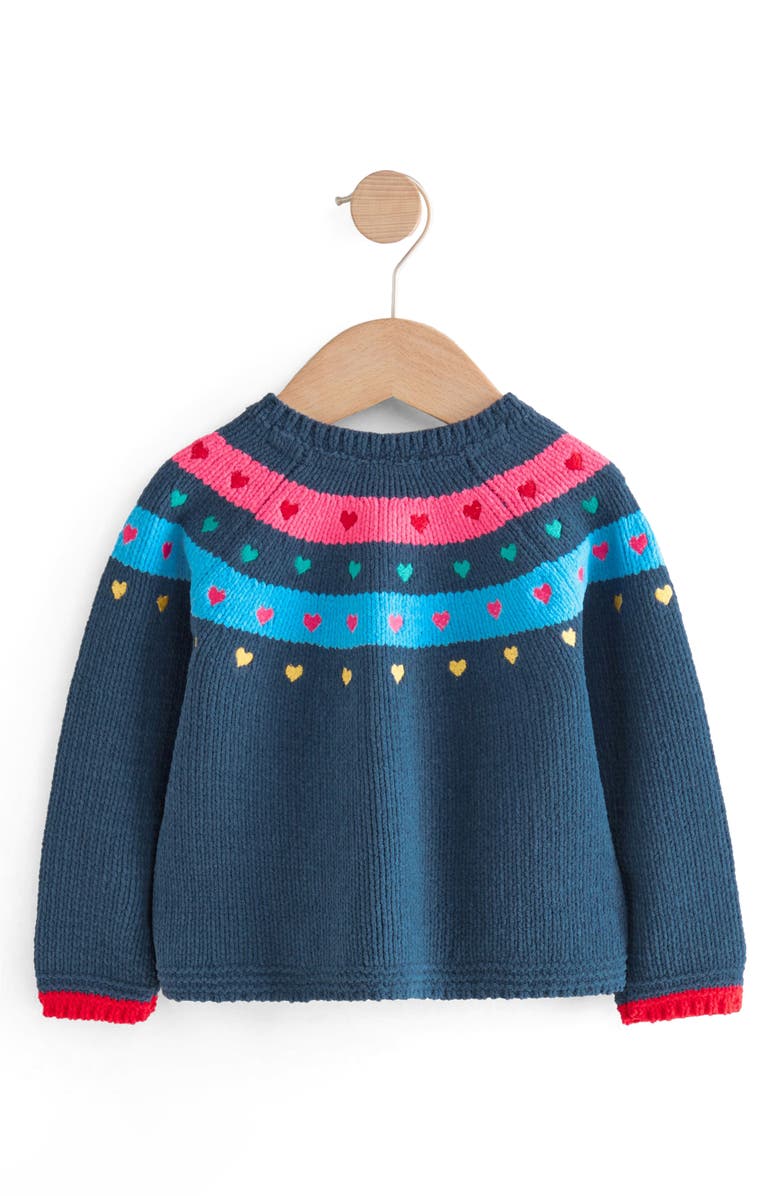NEXT Kids' Heart Embroidered Cardigan, Alternate, color, Blue